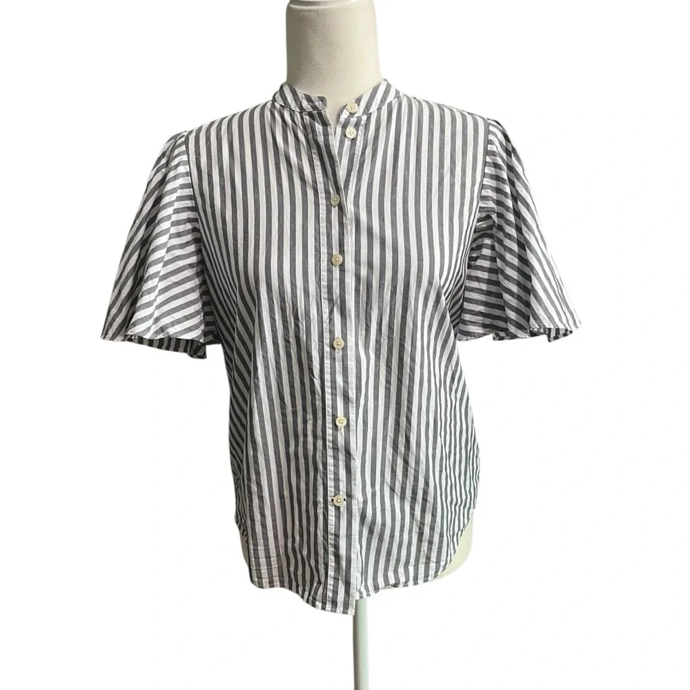 Kate Spade Broome Street striped comfort career, preppy, flutter sleeves shirt